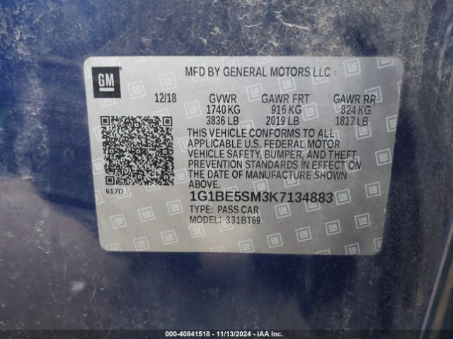 1G1BE5SM3K7134883 Chevrolet CRUZE LT