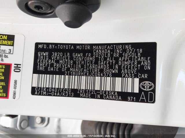 Toyota COROLLA SE 2018 2T1BURHEXJC064376 Image 9