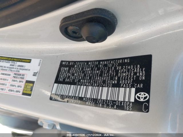 5YFDPMAEXNP374630 Toyota COROLLA L