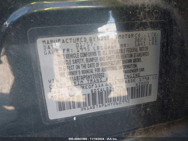 3N1AB7AP6HY260992 Nissan SENTRA SV