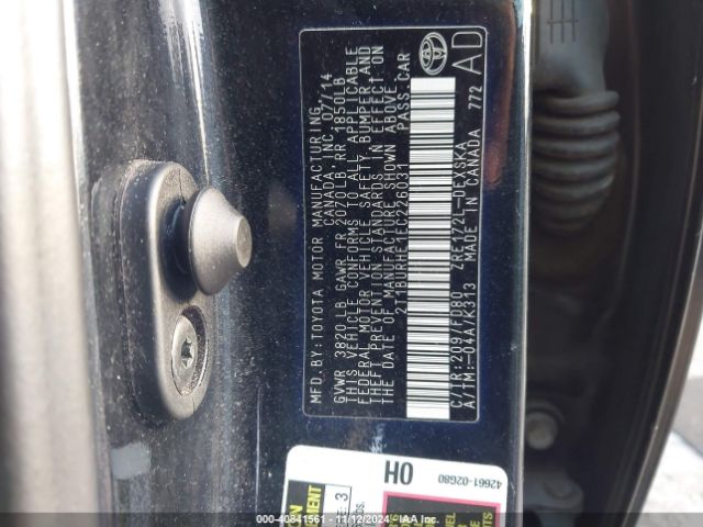 2T1BURHE1EC226031 Toyota Corolla L/le/le Pls/prm/s/s Pls