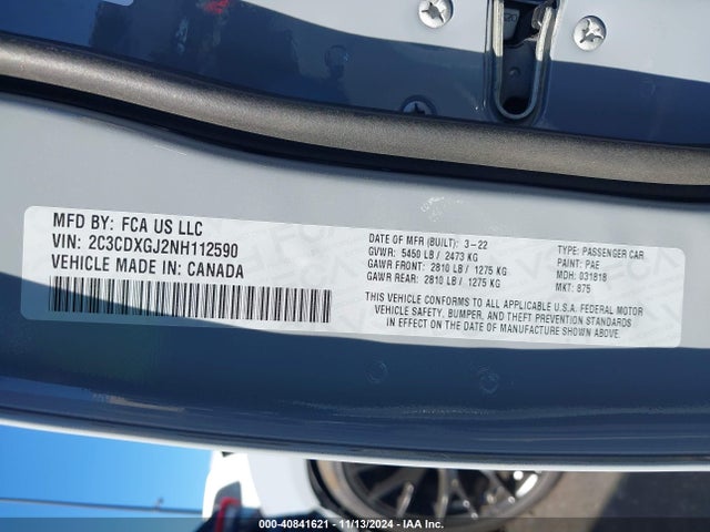 2C3CDXGJ2NH112590 Dodge Charger Scat Pack