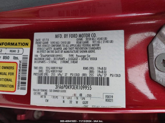 Ford Fusion Titanium 2014 3FA6P0K93ER109955 Image 9