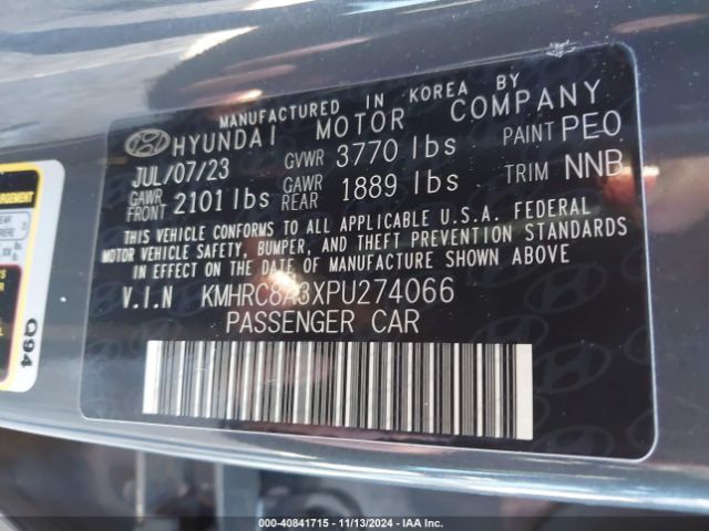 KMHRC8A3XPU274066 Hyundai Venue Limited