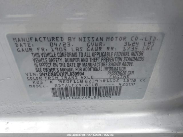 3N1CN8EVXPL839994 Nissan Versa 1.6 Sv Xtronic Cvt