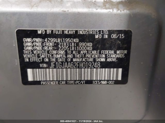 JF1GJAA62FH019248 Subaru Impreza 2.0i