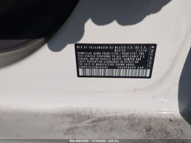 3VWDB7AJ3HM284404 Volkswagen Jetta 1.4t Se