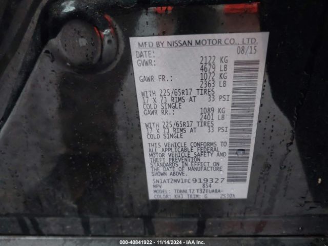 5N1AT2MV1FC919327 Nissan ROGUE SV