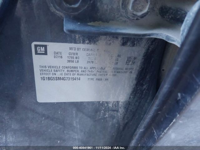 1G1BG5SM4G7319414 Chevrolet Cruze Premier Auto