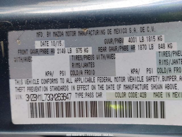 3MZBM1L73GM263647 Mazda Mazda3 I Touring
