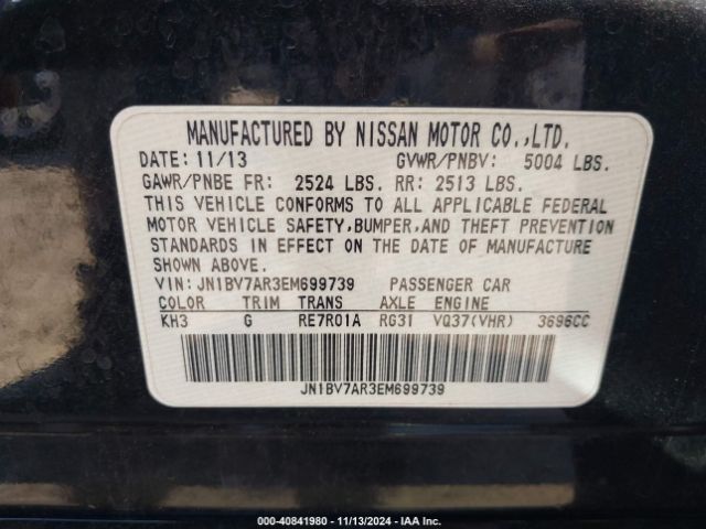 JN1BV7AR3EM699739 Infiniti Q50 Premium