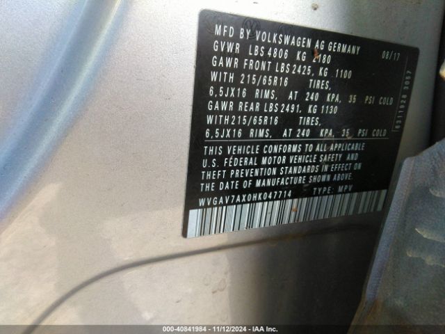 WVGAV7AX0HK047714 Volkswagen Tiguan 2.0t/2.0t S