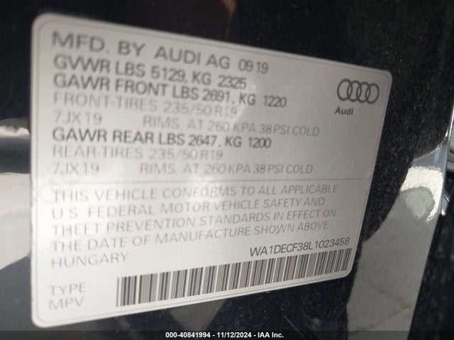 2020 AUDI Q3 WA1DECF38L1023458 Photo 8
