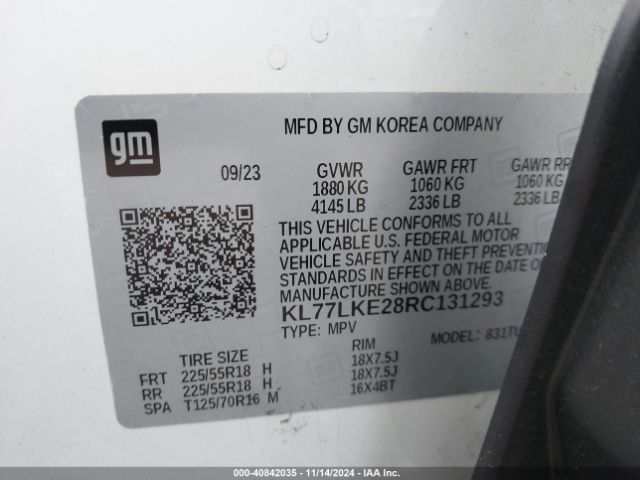 KL77LKE28RC131293 Chevrolet Trax Fwd Activ