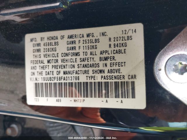 19UUB2F58FA013786 Acura Tlx V6 Tech