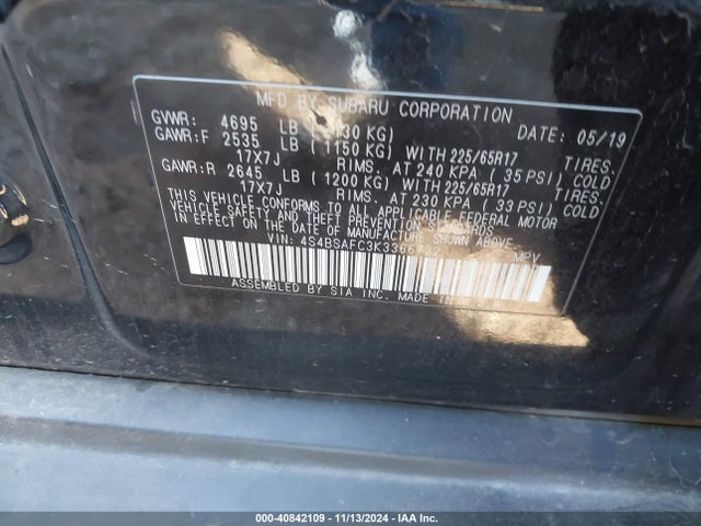 4S4BSAFC3K3366722 Subaru Outback 2.5i Premium