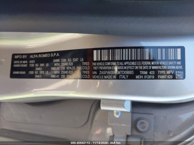 ZASPAKBNXM7D09883 Alfa Romeo Stelvio Ti Sport Awd