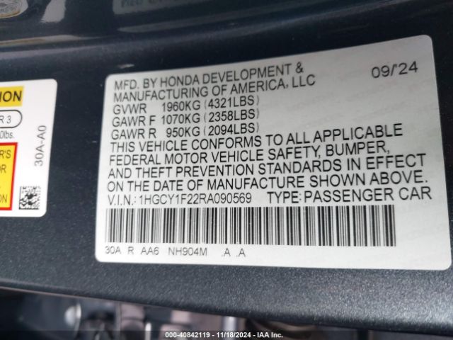 2024 HONDA ACCORD 1HGCY1F22RA090569 Photo 8