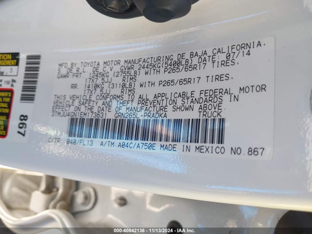Toyota Tacoma Double Cab Prerunner 2014 3TMJU4GN1EM173631 Image 9