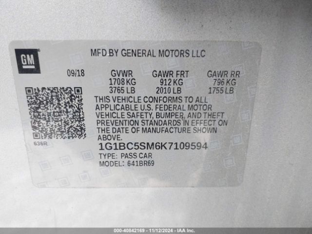 1G1BC5SM6K7109594 Chevrolet CRUZE LS