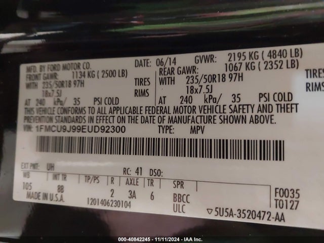 Ford Escape Titanium 2014 1FMCU9J99EUD92300 Image 9