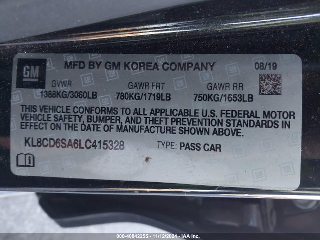 KL8CD6SA6LC415328 Chevrolet Spark Fwd 1lt Automatic