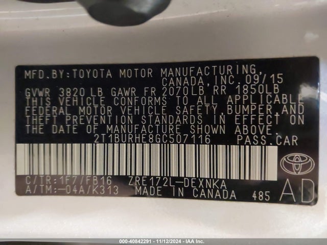 Toyota Corolla Le Plus 2016 2T1BURHE8GC507116 Image 9