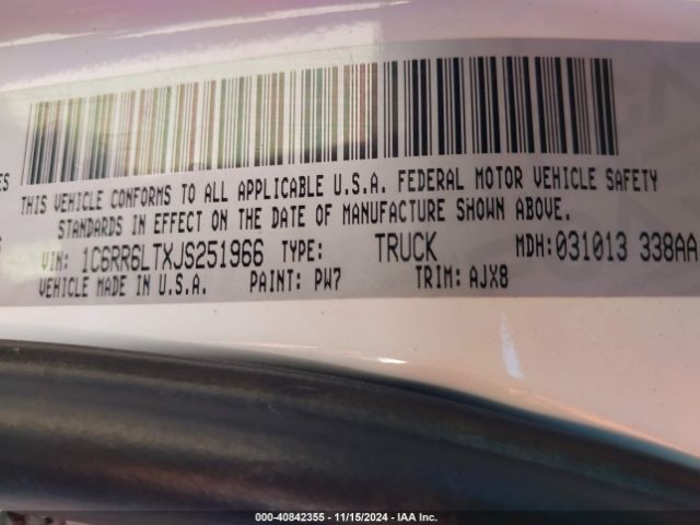 1C6RR6LTXJS251966 RAM 1500 Lone Star Silver  4x2 5'7 Box