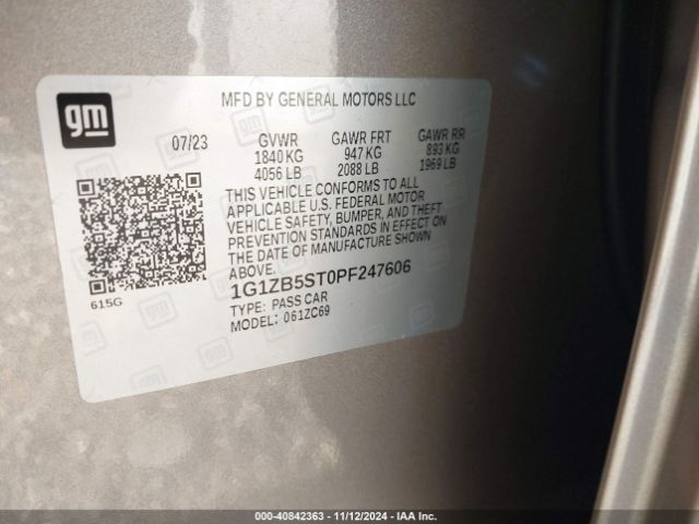 1G1ZB5ST0PF247606 Chevrolet Malibu Fwd Ls