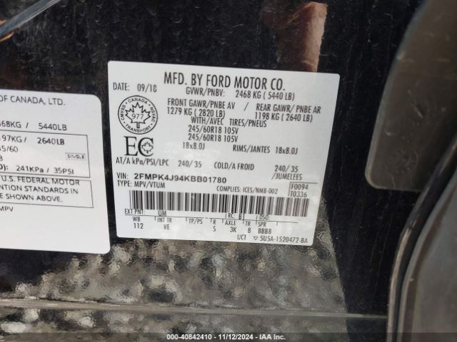 2FMPK4J94KBB01780 Ford EDGE SEL
