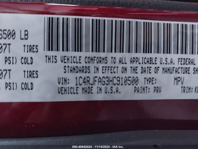1C4RJFAG3HC910500 Jeep Grand Cherokee Altitude 4x4
