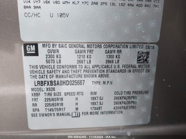 LRBFXBSA0HD025667 Buick Envision Essence