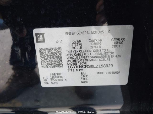 1GYKNCRS0LZ158929 Cadillac Xt5 Fwd Premium Luxury