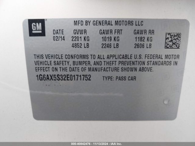 1G6AX5S32E0171752 Cadillac CTS LUXURY