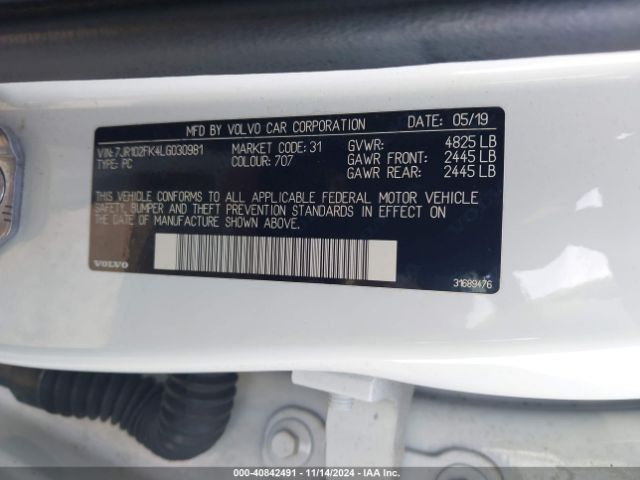7JR102FK4LG030981 Volvo S60 T5 Momentum
