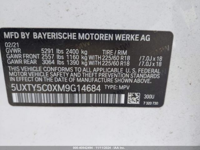 5UXTY5C0XM9G14684 BMW X3 Xdrive30i