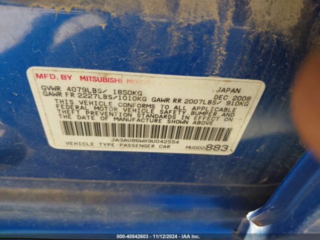 2009 MITSUBISHI LANCER JA3AU86WX9U042554 Photo 8