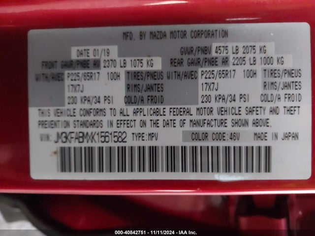 Mazda CX-5 SPORT 2019 JM3KFABMXK1561582 Image 9