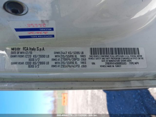 ZFBERFAT4G6B85593 RAM Promaster City Tradesman