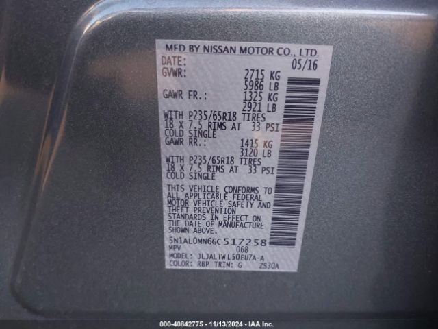5N1AL0MN6GC517258 Infiniti QX60