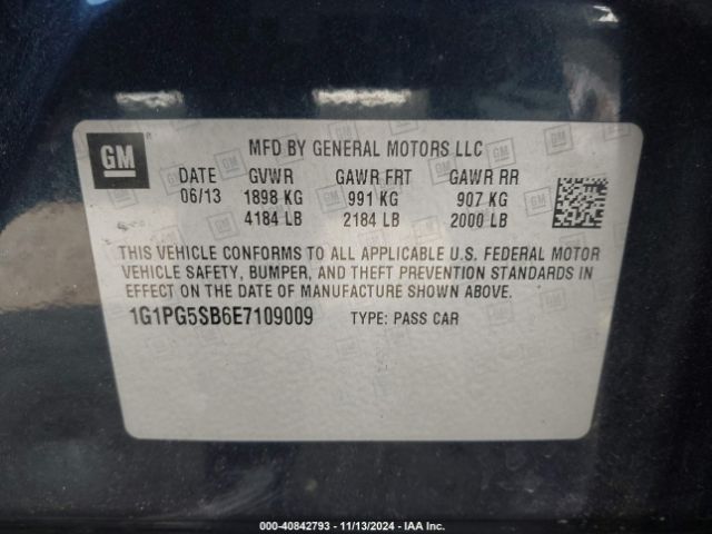 1G1PG5SB6E7109009 Chevrolet CRUZE LTZ