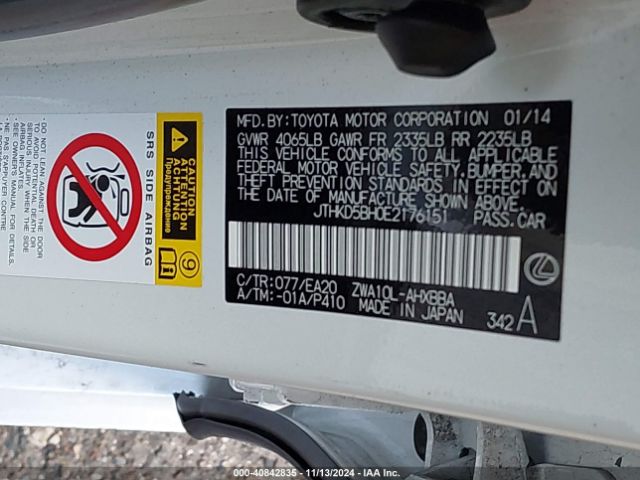 JTHKD5BH0E2176151 Lexus CT 200H