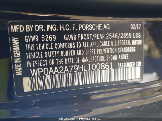 WP0AA2A79HL100861 Porsche PANAMERA 4