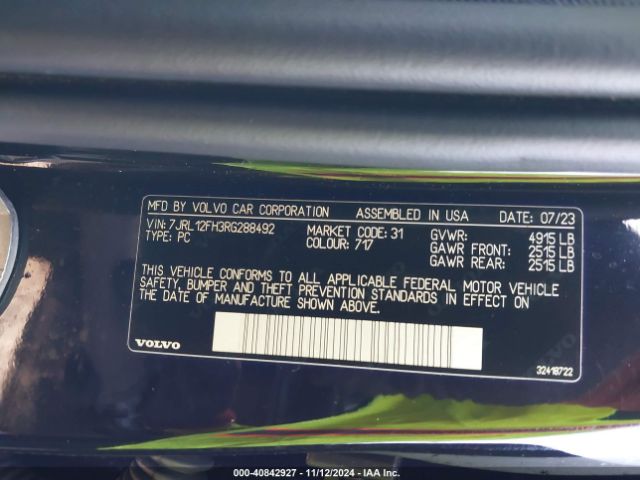 7JRL12FH3RG288492 Volvo S60 B5 Plus Black Edition