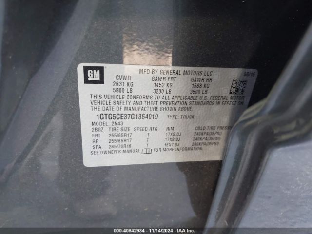 1GTG5CE37G1364019 GMC CANYON SLE