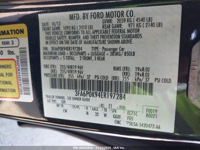 Ford Fusion Titanium 2014 3FA6P0K94ER197284 Image 9
