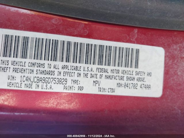 1C4NJCBA9GD753829 Jeep Compass Sport