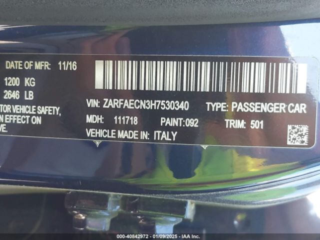 2017 ALFA ROMEO GIULIA ZARFAECN3H7530340 Photo 8
