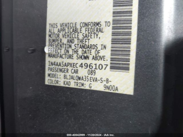 1N4AA5APXEC496107 Nissan Maxima