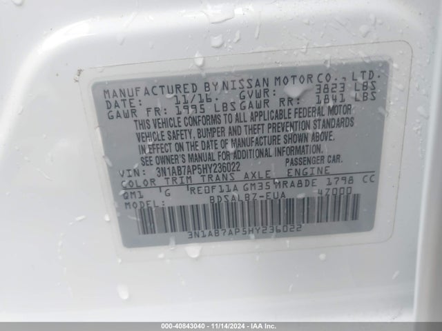 Nissan SENTRA S 2017 3N1AB7AP5HY236022 Image 9